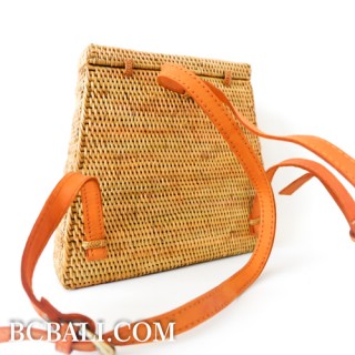 hand woven ata grass bags backpack double handle long leather